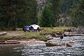 Camping at the lake's edge